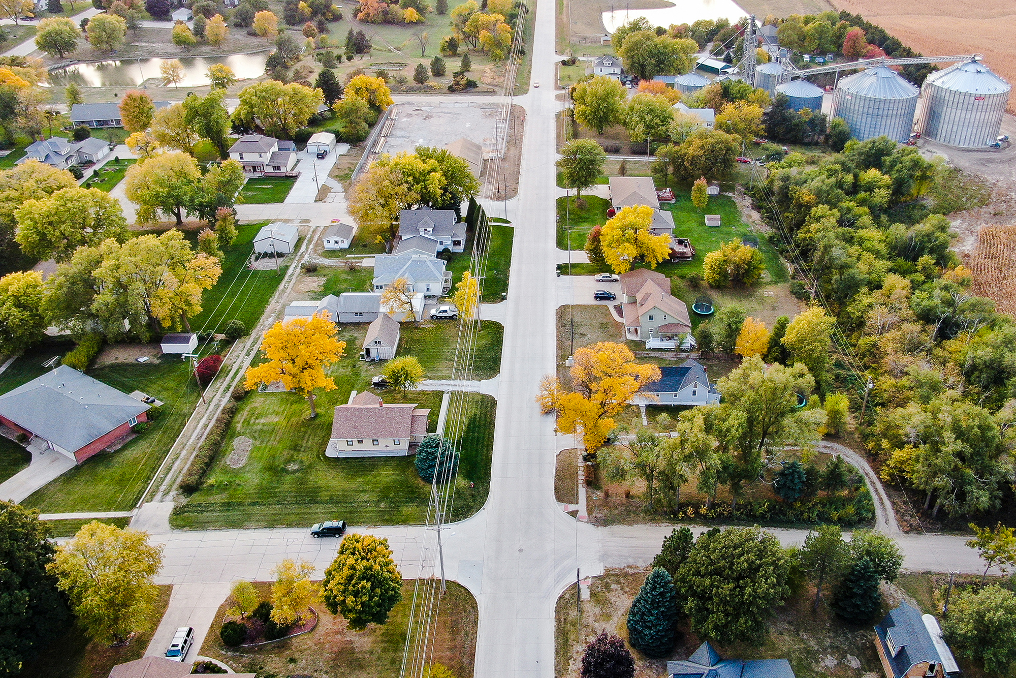 Aerial view of street
