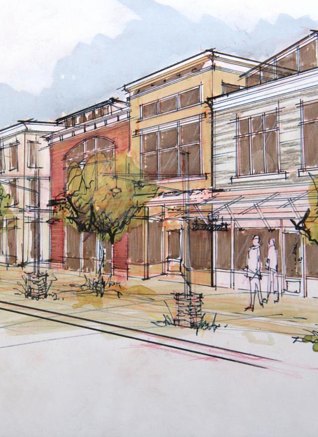 gretna downtown streetscape drawing